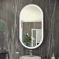 RAK Art Oval 550x1000mm LED Illuminated Bathroom Mirror with Brushed Nickel Frame, Touch Sensor & Demister Pad, IP44