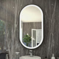 RAK Art Oval Matt Black Illuminated Bathroom Mirror with Touch Sensor, 550x1000mm