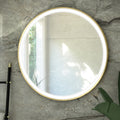 RAK Art Round 800mm Brushed Gold LED Illuminated Bathroom Mirror with Touch Sensor & IP44 Rating