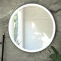 RAK Art Round 600mm Illuminated Bathroom Mirror with Touch Sensor & Demister Pad, Brushed Nickel