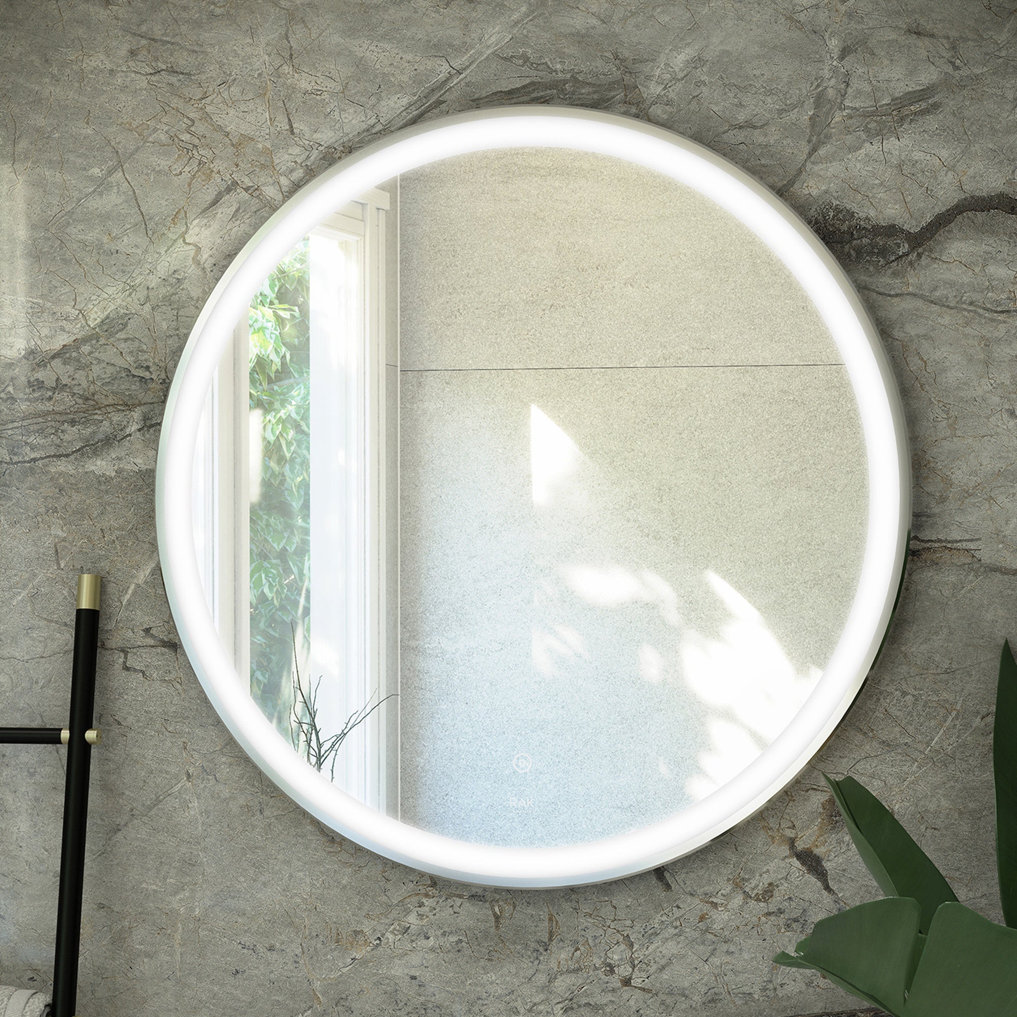 RAK Ceramics Art Round 600mm Chrome LED Illuminated Bathroom Mirror with Touch Sensor & Demister