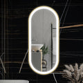 RAK Picture Oval 550x1000mm LED Illuminated Bathroom Mirror with Touch Sensor & Demister - Brushed Gold, IP44