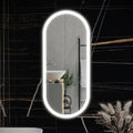 RAK Picture Oval 450x1000mm Brushed Nickel Oval Illuminated Bathroom Mirror with Touch Sensor & Demister Pad, IP44 Rated