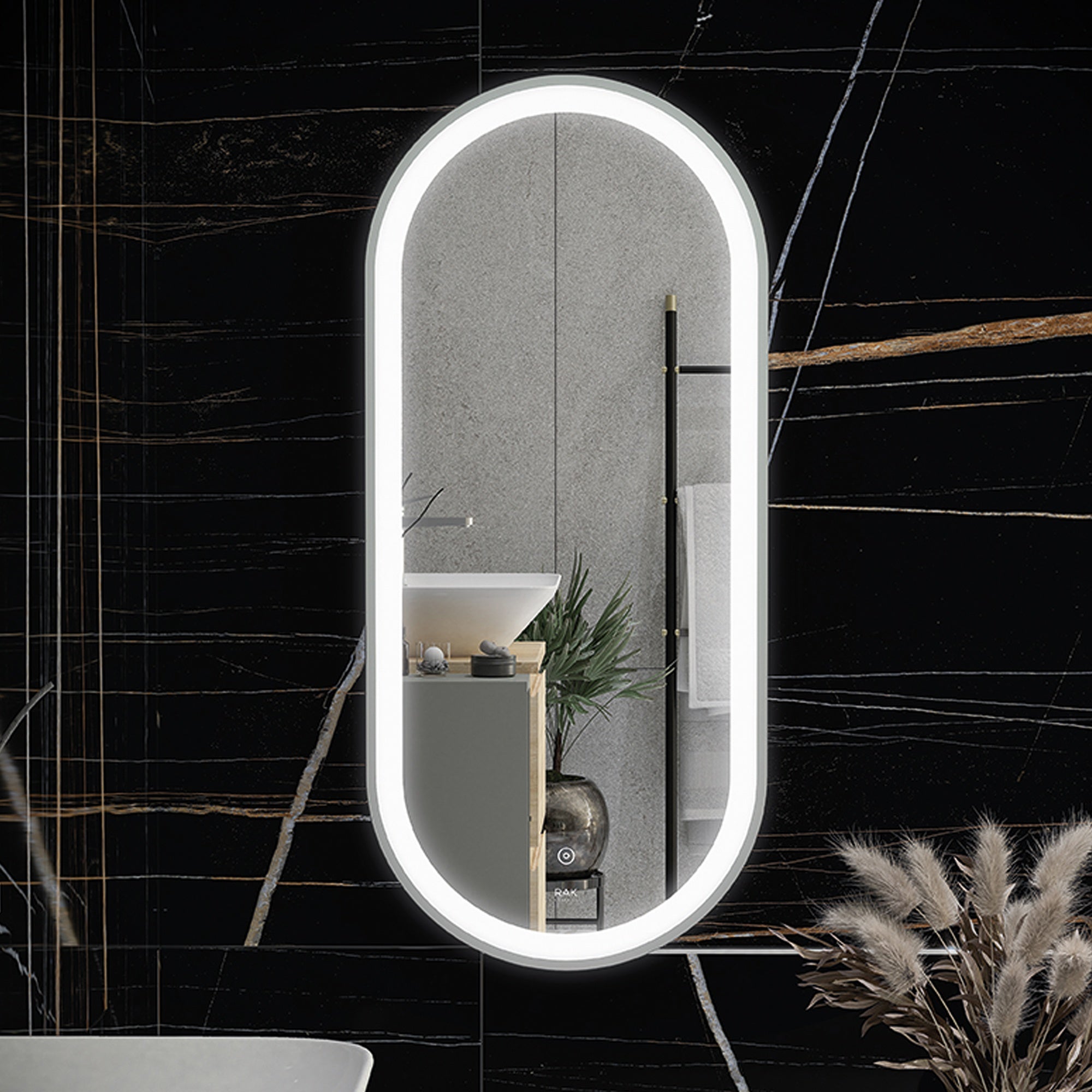RAK Picture Oval 550x1000mm Illuminated Bathroom Mirror with Touch Sensor & IP44 Rating, Chrome