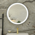 RAK Picture Round 600mm Brushed Nickel LED Illuminated Bathroom Mirror with Touch Sensor & Demister Pad - IP44