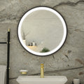 RAK Picture Round 600mm Matt Black Illuminated LED Bathroom Mirror with Touch Sensor & Demister Pad, IP44 Rated