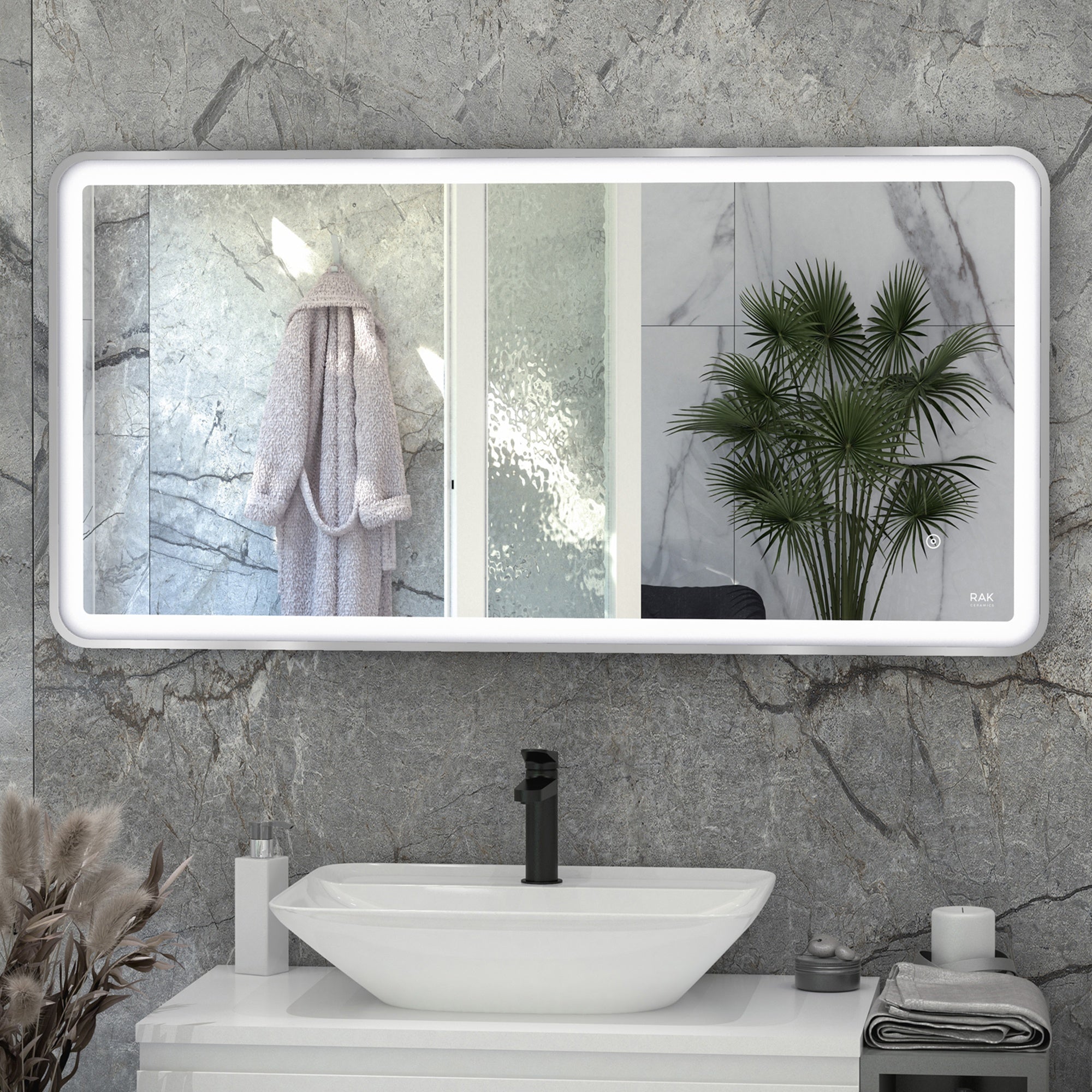 RAK Picture Soft 1200x600mm Illuminated Bathroom Mirror with Touch Sensor & Demister, Chrome