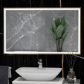 RAK Picture Square 600x1000mm Brushed Gold Illuminated Bathroom Mirror with Touch Sensor & Demister