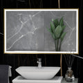 RAK Picture Square 1200x600mm Rectangular Brushed Gold Illuminated Bathroom Mirror with Demister & Touch Control, IP44