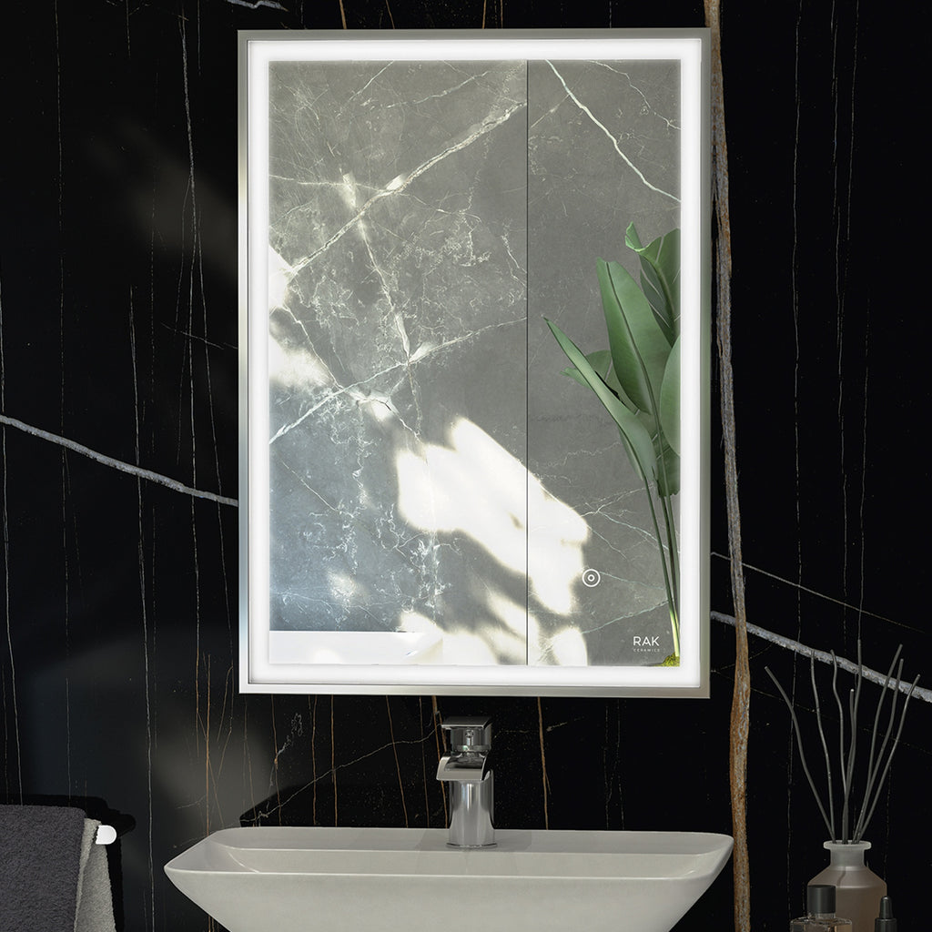 RAK Picture Square 600x800mm LED Illuminated Bathroom Mirror with Demister & Touch Sensor