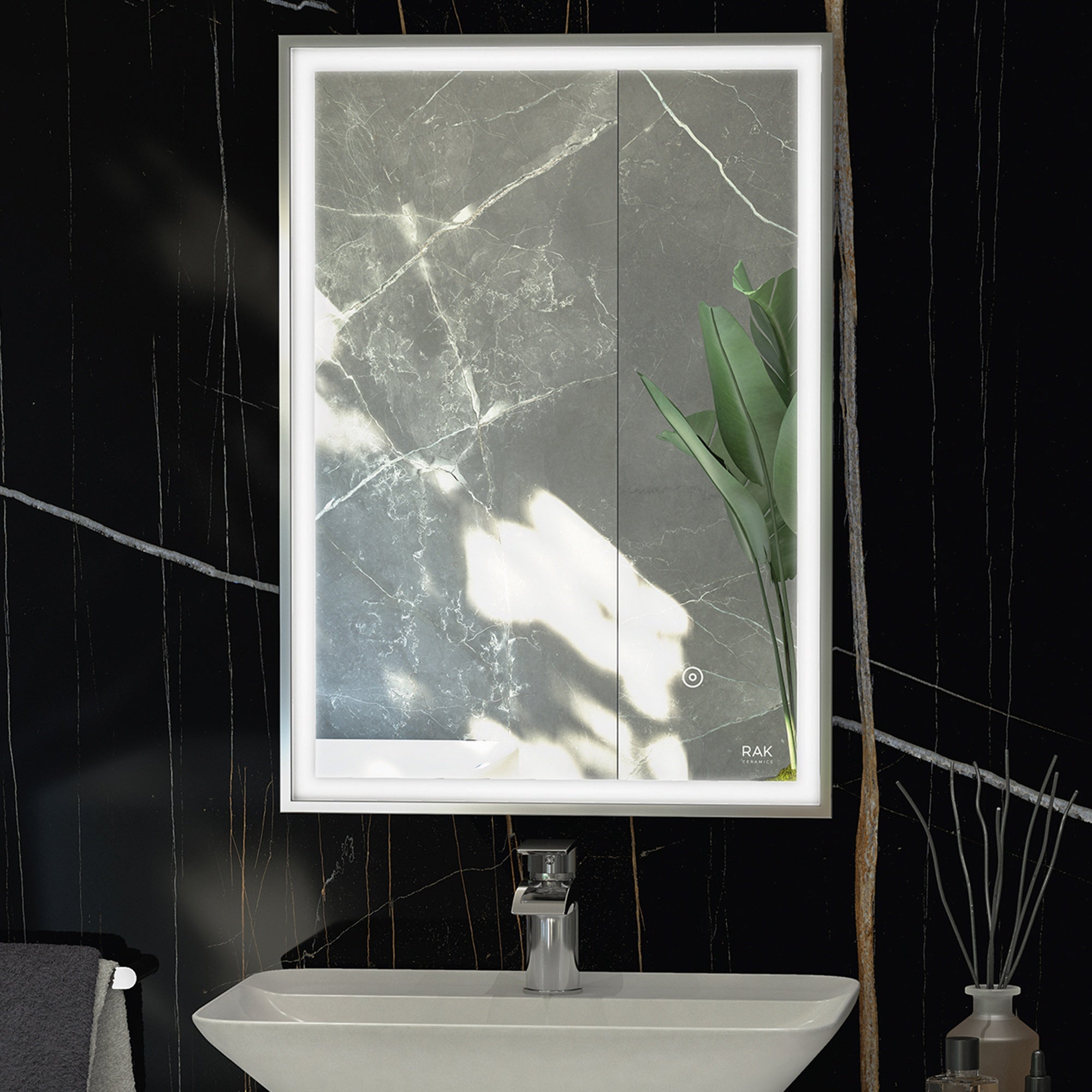 RAK Picture Square 600x800mm LED Illuminated Bathroom Mirror with Demister & Touch Sensor
