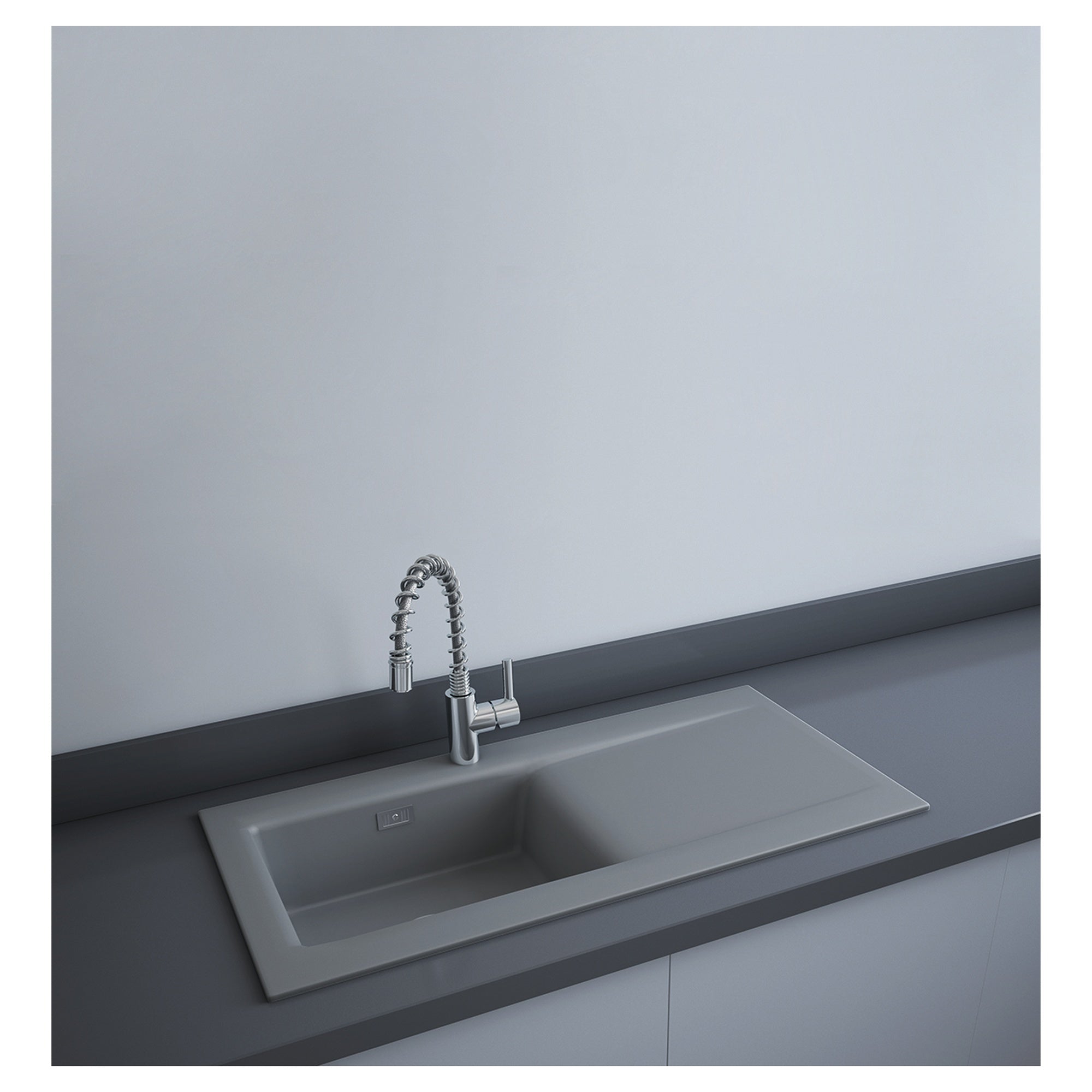 RAK Ceramics Dream 1010mm Single Bowl Fire Clay Inset Kichen Sink Matt Grey 0TH