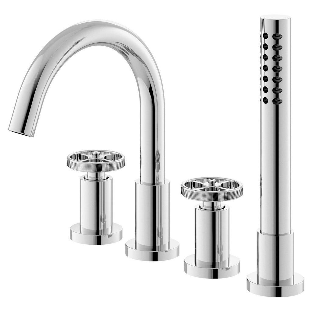 Axis Contemporary Chrome 4 Tap Bath Shower Mixer Crosshead 183mm