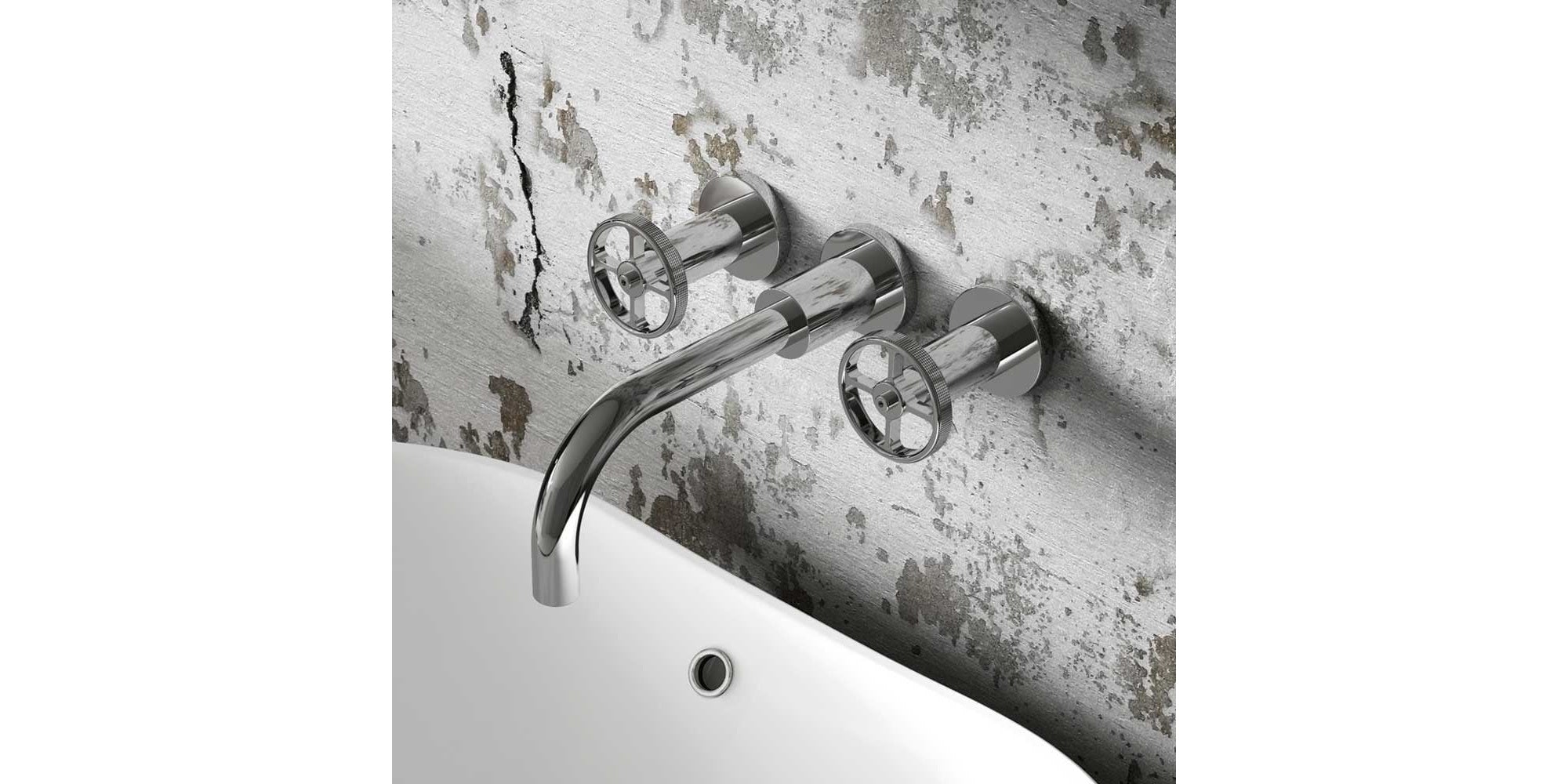 Hudson Reed Revolution Chrome Wall-Mounted Basin Mixer Tap TIW317 - Brass Body, Polished Finish.
