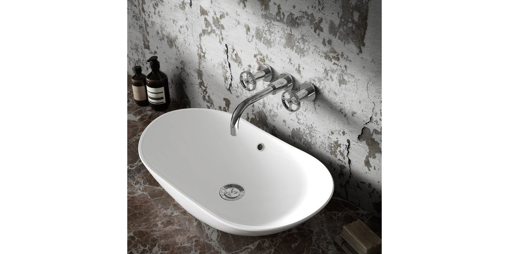 Hudson Reed Revolution Chrome Wall-Mounted Basin Mixer Tap TIW317 - Brass Body, Polished Finish.