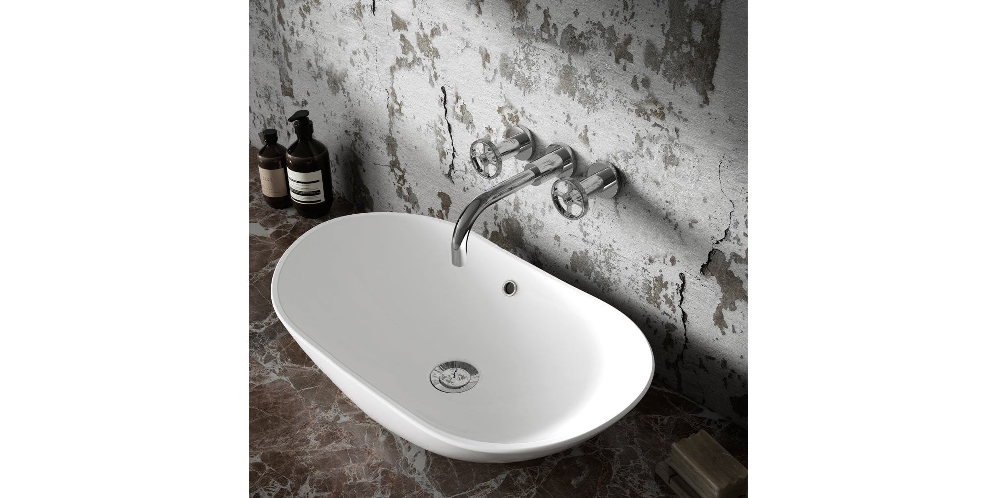 Hudson Reed Revolution Chrome Wall-Mounted Basin Mixer Tap TIW317 - Brass Body, Polished Finish.
