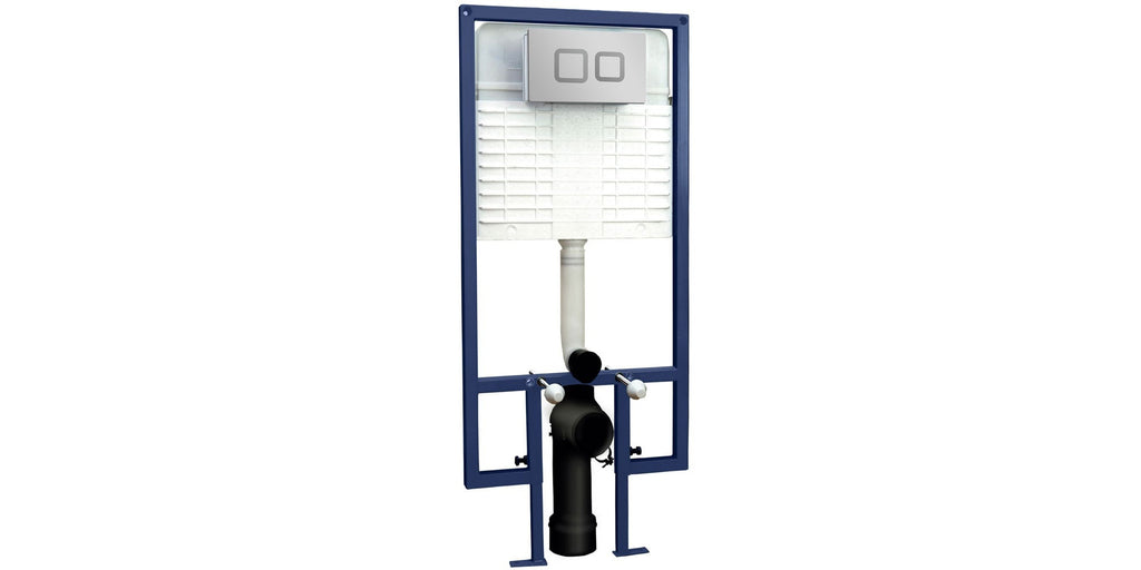 Hudson Reed Wall-Hung Frame with Concealed Dual-Flush Cistern and Chrome Square Push Button