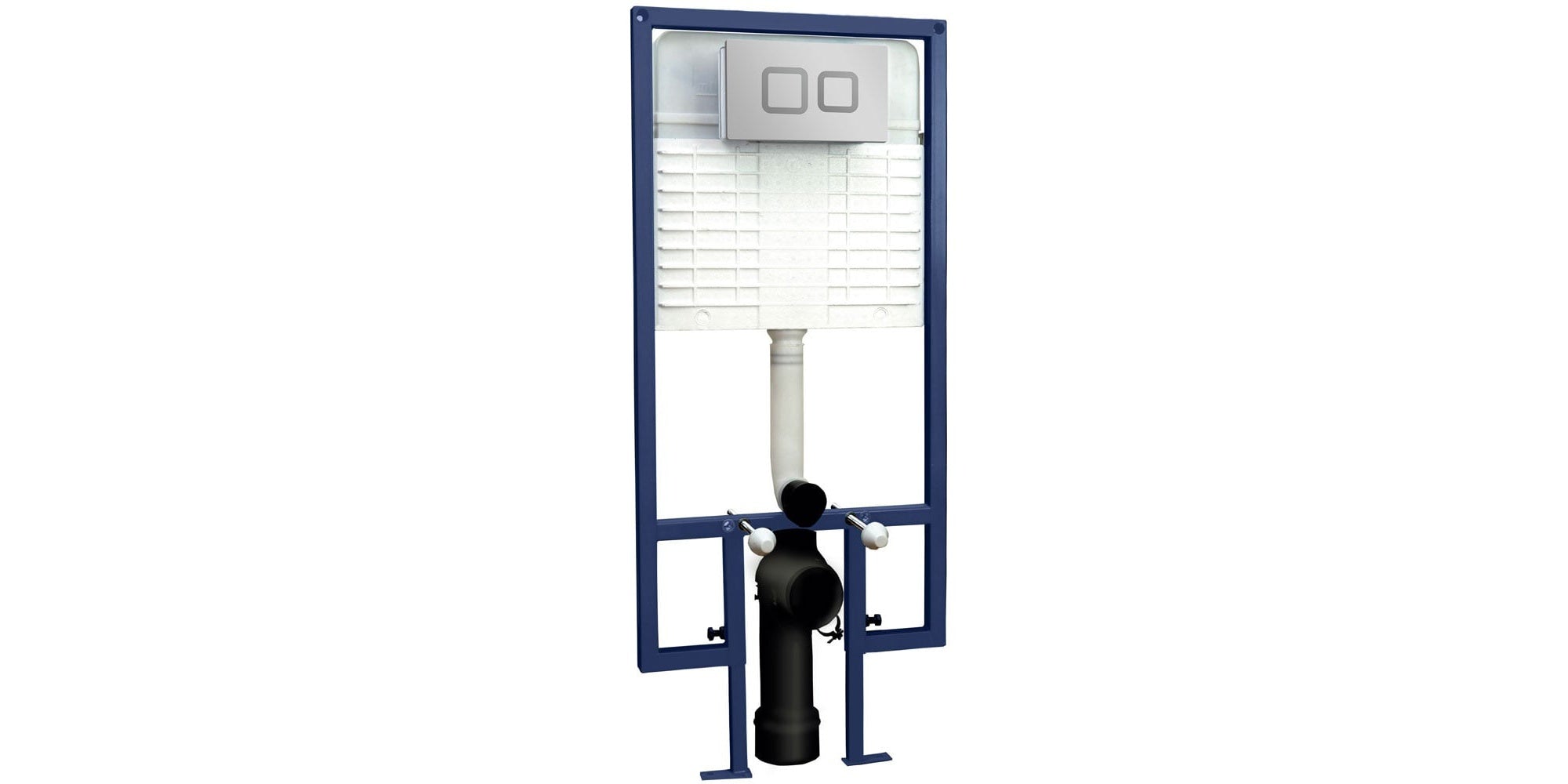 Hudson Reed Wall-Hung Frame with Concealed Dual-Flush Cistern and Chrome Square Push Button