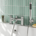 Elowen Contemporary Chrome Deck Mounted Bath Shower Mixer Lever 2 Hole