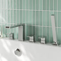 Elowen Contemporary Chrome Deck Mounted 5 Tap Hole Bath Shower Mixer Lever