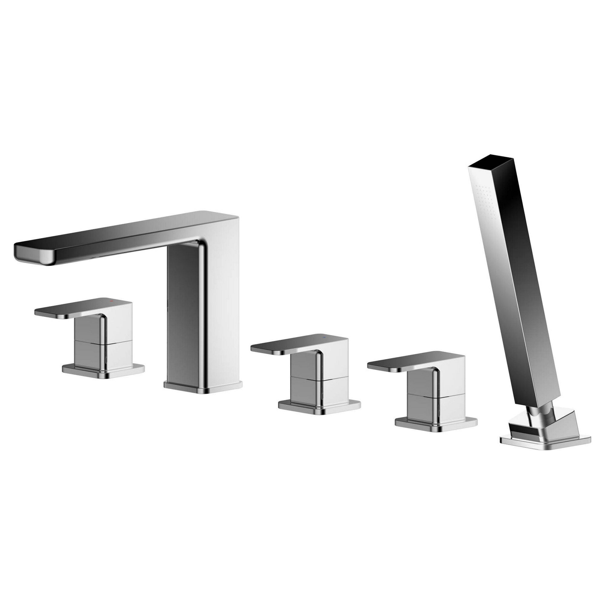 Elowen Contemporary Chrome Deck Mounted 5 Tap Hole Bath Shower Mixer Lever