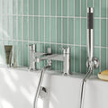 Veraison Deck Mounted Bath Shower Mixer With Kit Chrome Contemporary 2 Tap Hole