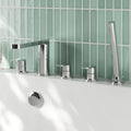 Veraison Deck Mounted 5 Tap Hole Bath Shower Mixer Chrome Contemporary 180mm Spout