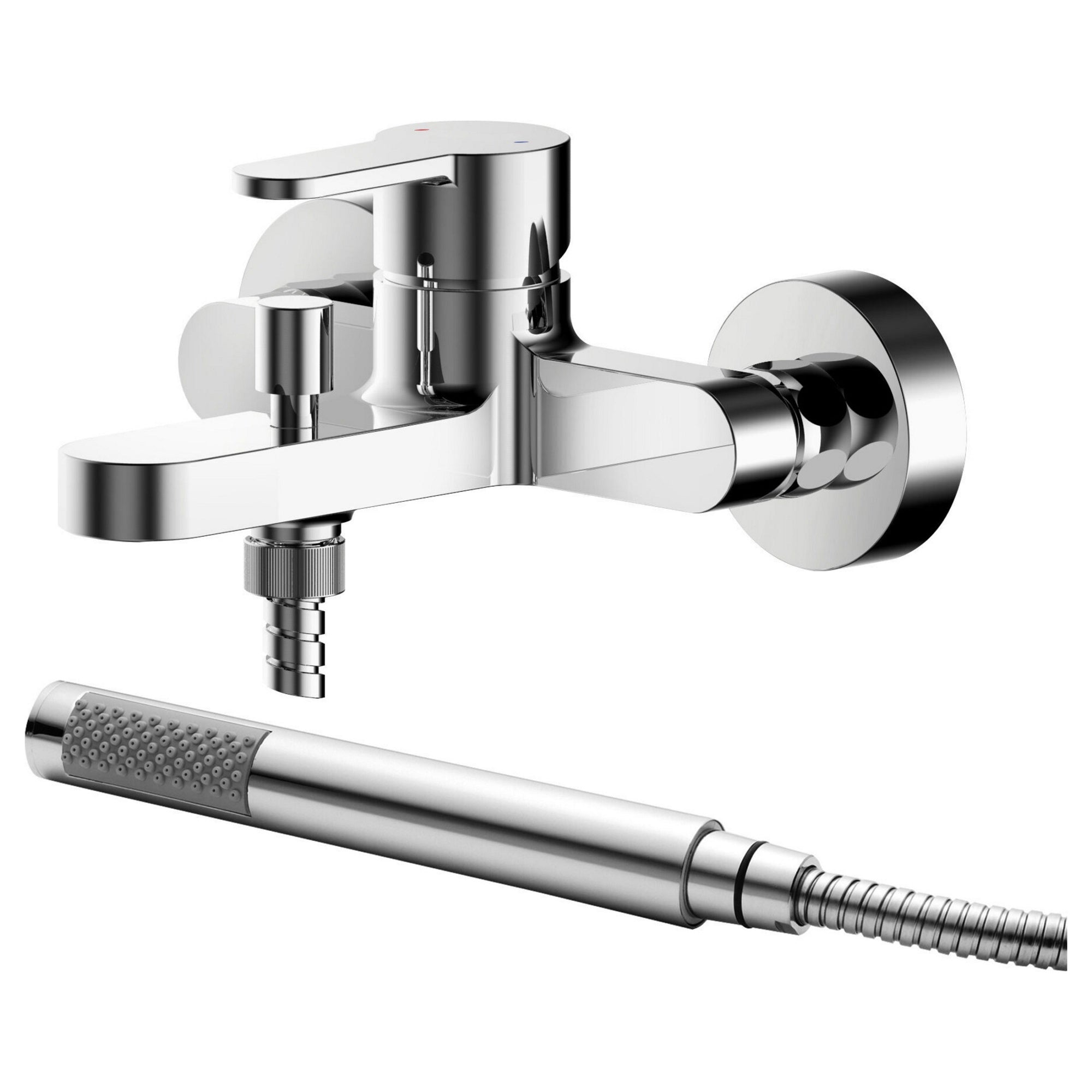 Veraison Wall Mounted Bath Shower Mixer With Kit Chrome Contemporary 2 Hole 110mm