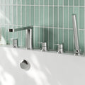 Linea Deck Mounted 5 Tap Hole Bath Shower Mixer Chrome Contemporary 180mm Spout
