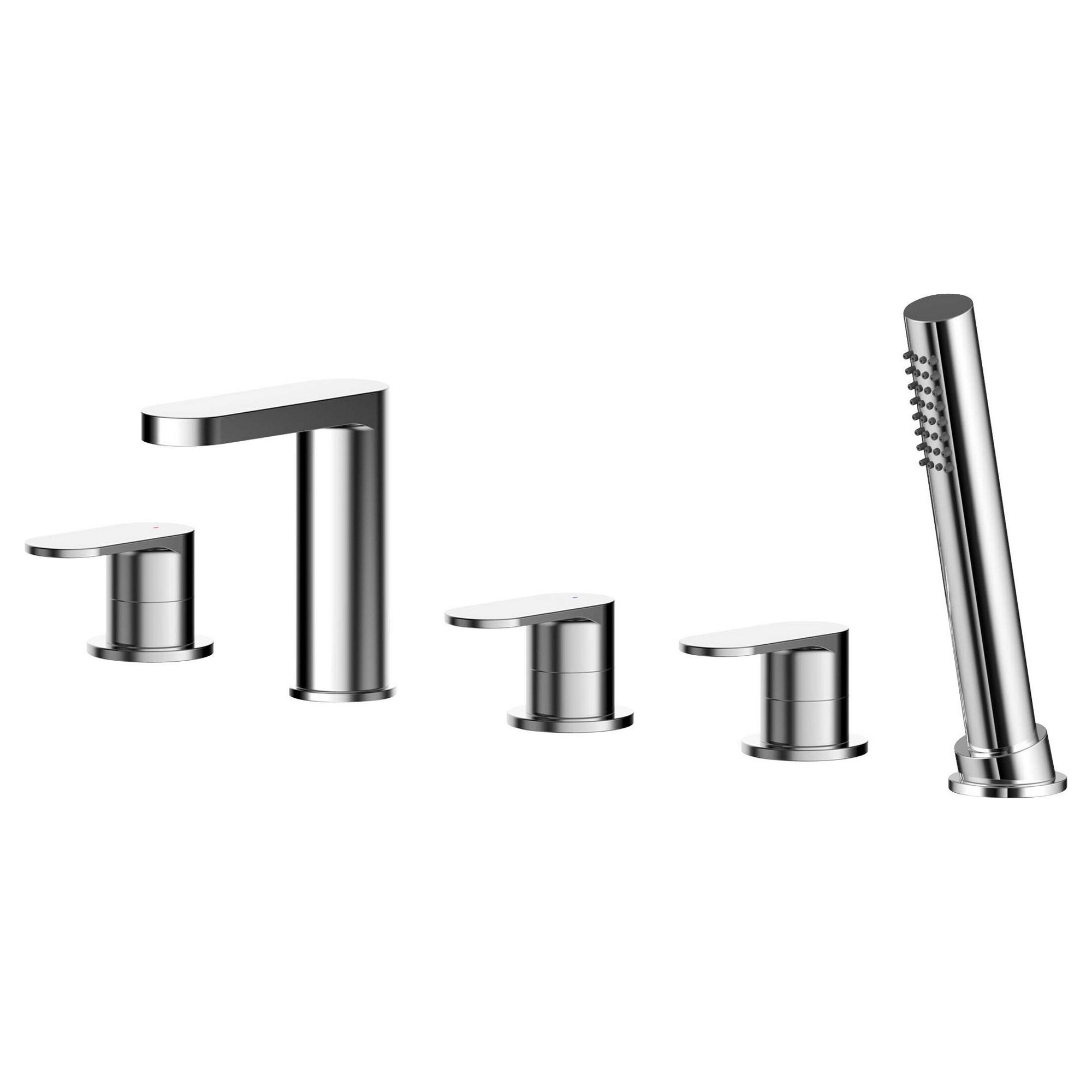 Linea Deck Mounted 5 Tap Hole Bath Shower Mixer Chrome Contemporary 180mm Spout