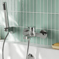 Linea Wall Mounted Bath Shower Mixer With Kit Chrome Contemporary 2 Hole 100mm