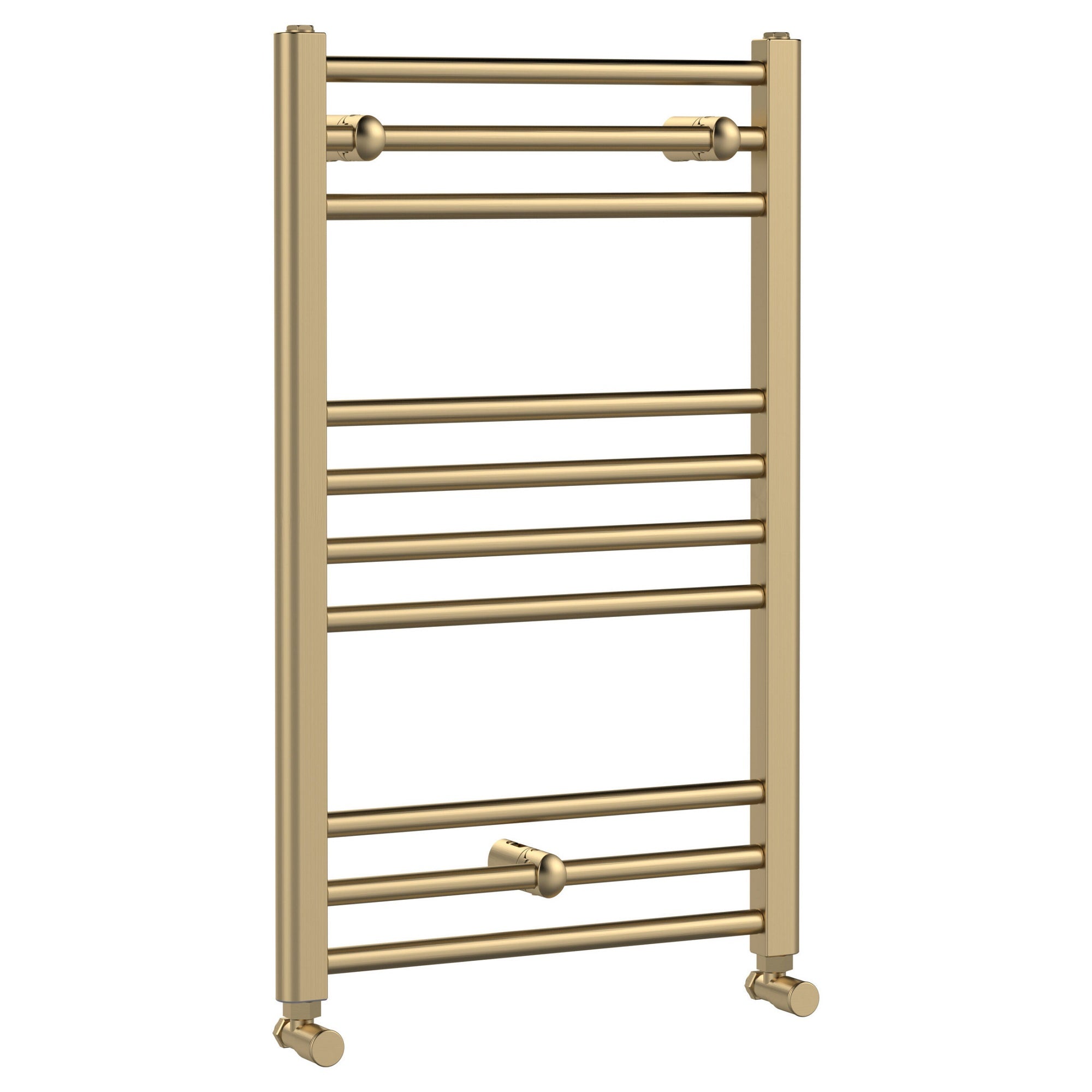 Vellum Straight Towel Radiator Round Rails 800x500 Brushed Brass 850 BTU 450