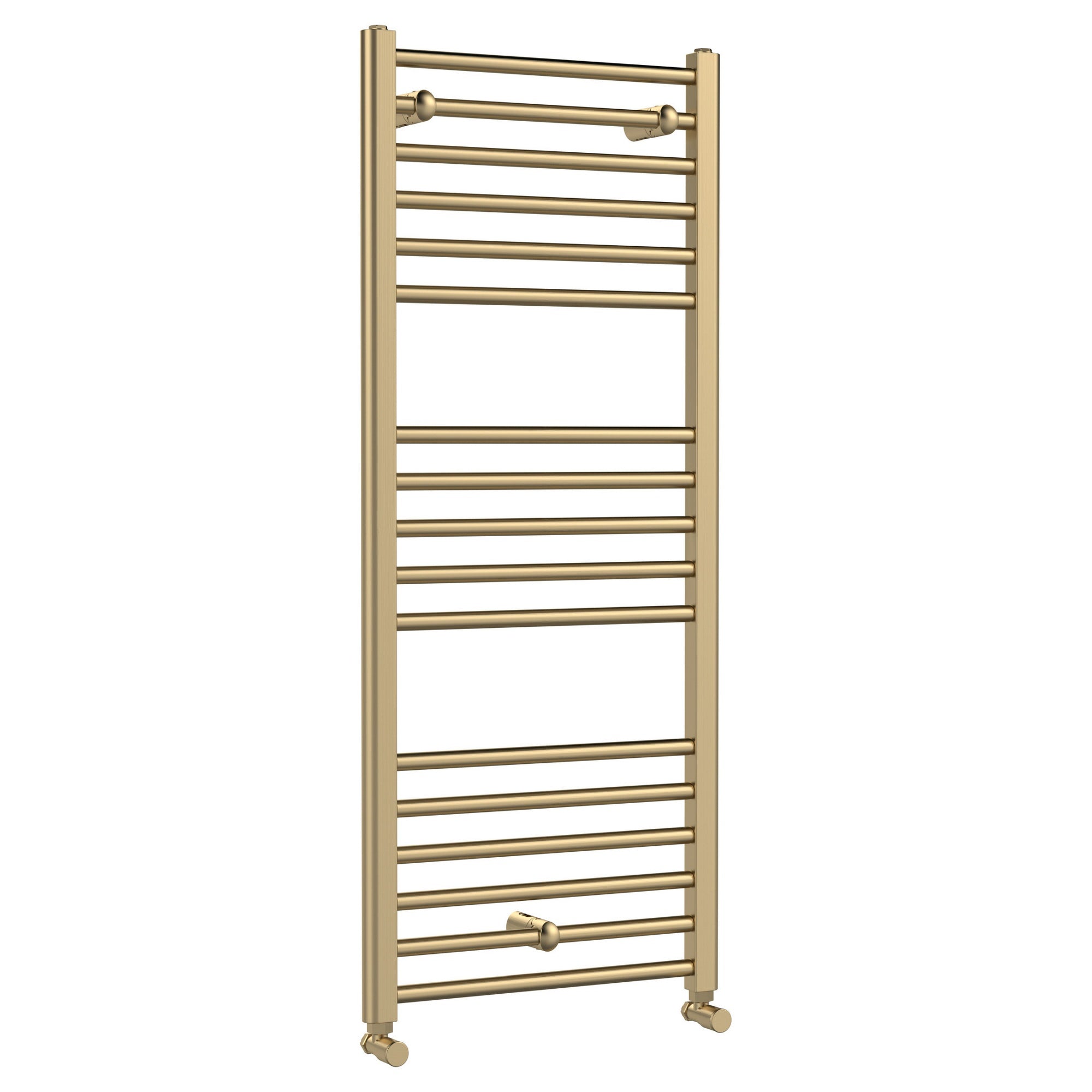 Vellum Straight Towel Radiator Round Rails 1200x500 Brushed Brass 1406 BTU 450