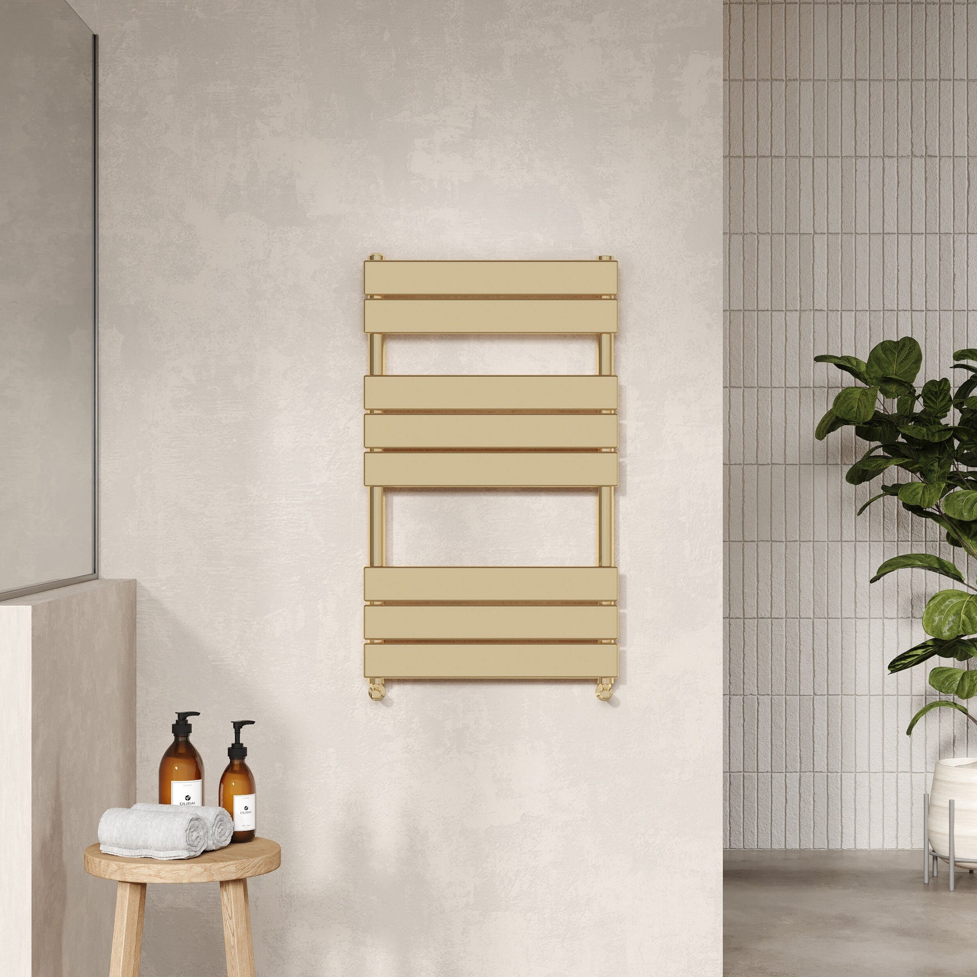 Piazza Square Towel Radiator with Flat Panels 840mm x 500mm