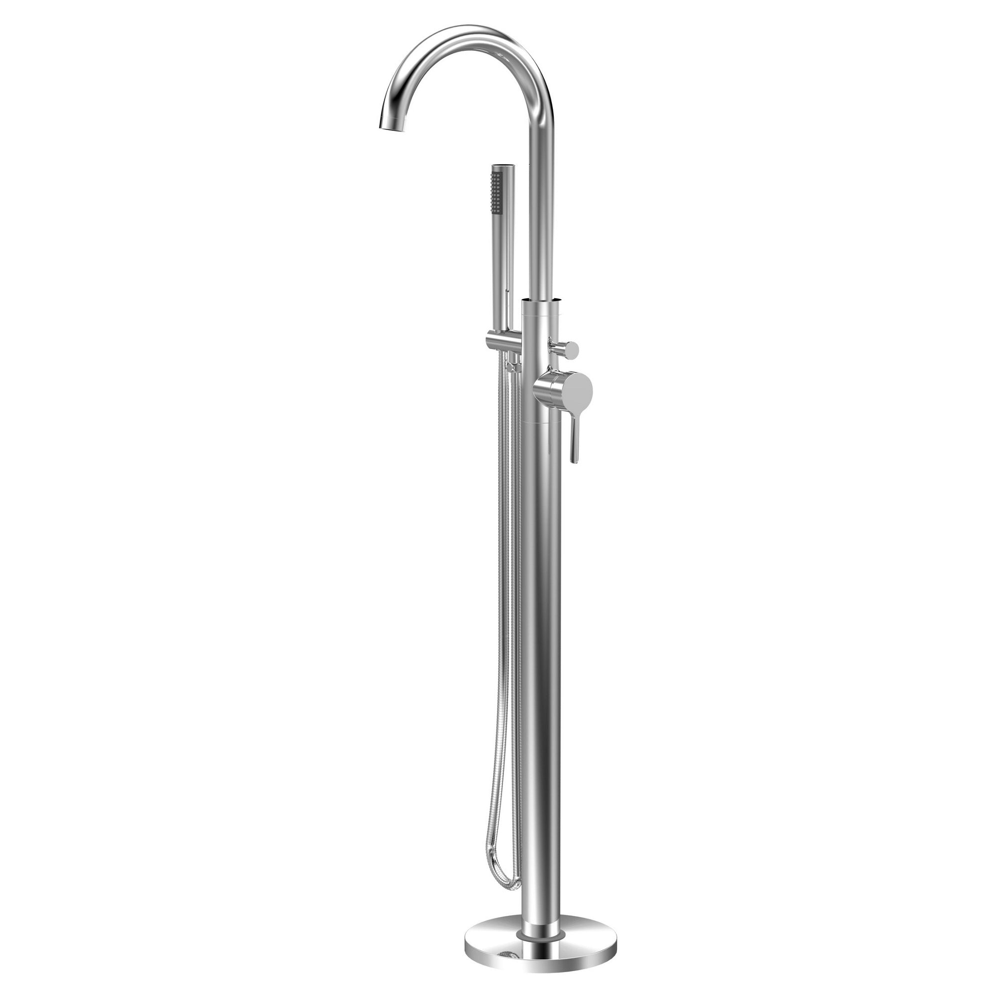 Veda Floor Standing Bath Shower Mixer With Kit Chrome Contemporary 1 Tap Hole