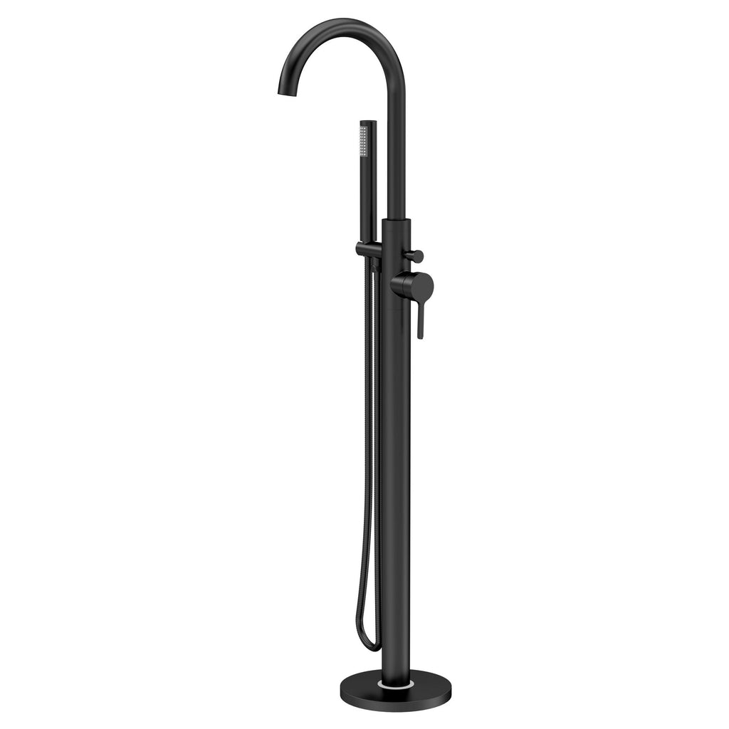 Veda Floor Standing Bath Shower Mixer With Kit Matt Black Contemporary 1 Hole