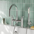 Veda Deck Mount Bath Shower Mixer With Kit Chrome Contemporary 2 Tap Hole
