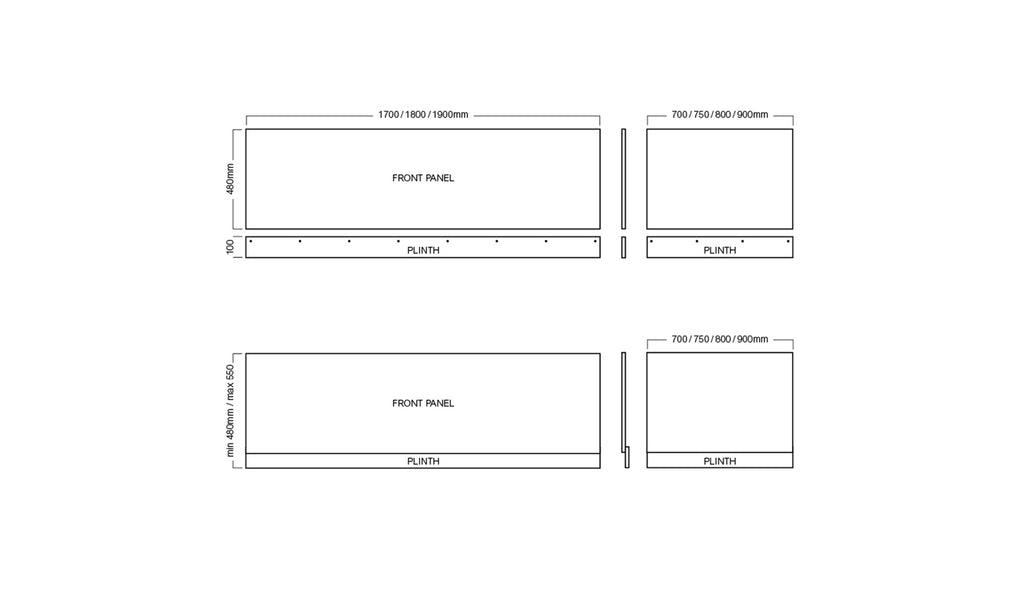 1700mm White Gloss Rigid Waterproof Front Bath Panel