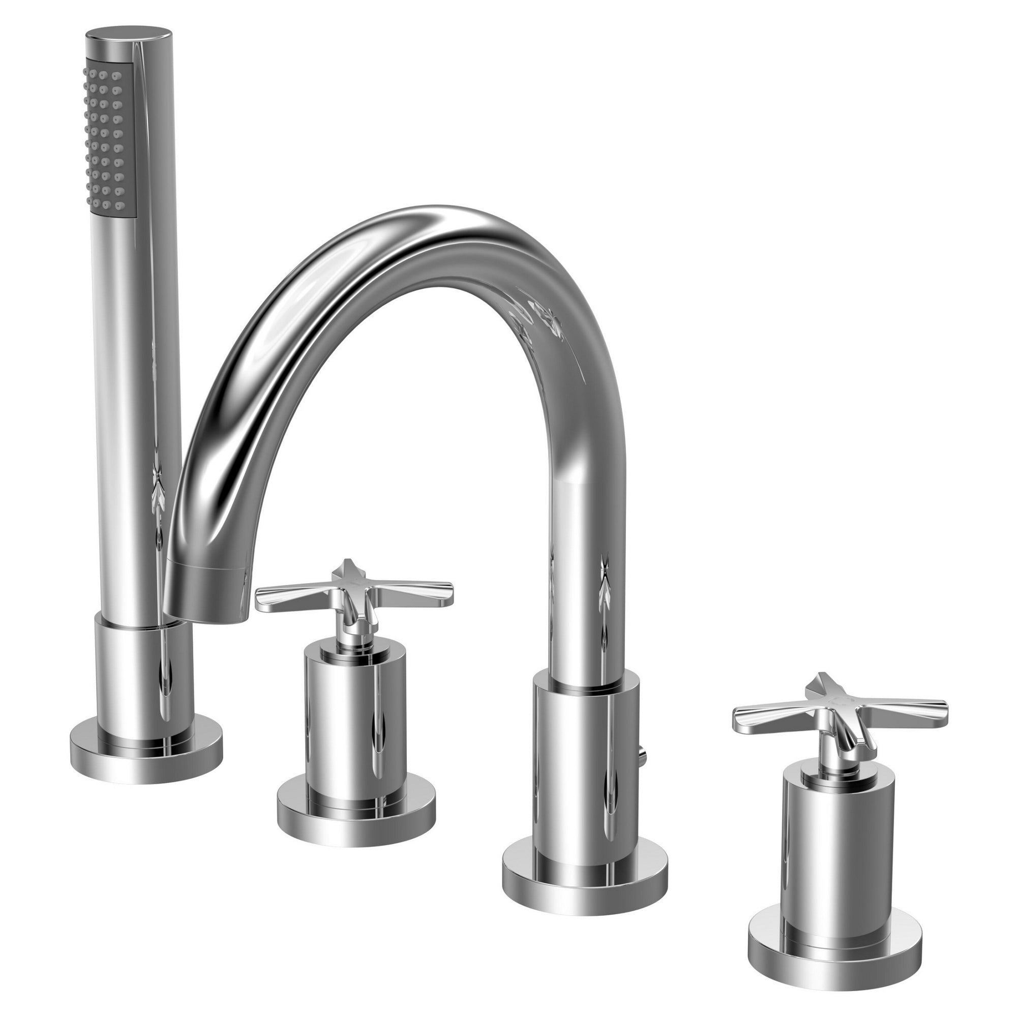 Nuie 4 Tap Hole Bath Mixer Tap With Shower Kit Chrome Contemporary Crosshead