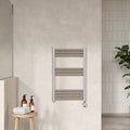 Electric Round Tube Towel Rail 10 Bars 800mm X 500mm Chrome 877 BTU 450 Centres