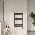 Electric Round Tube Towel Rail 10 Bars 800x500mm Anthracite 1228 BTU 450 PC