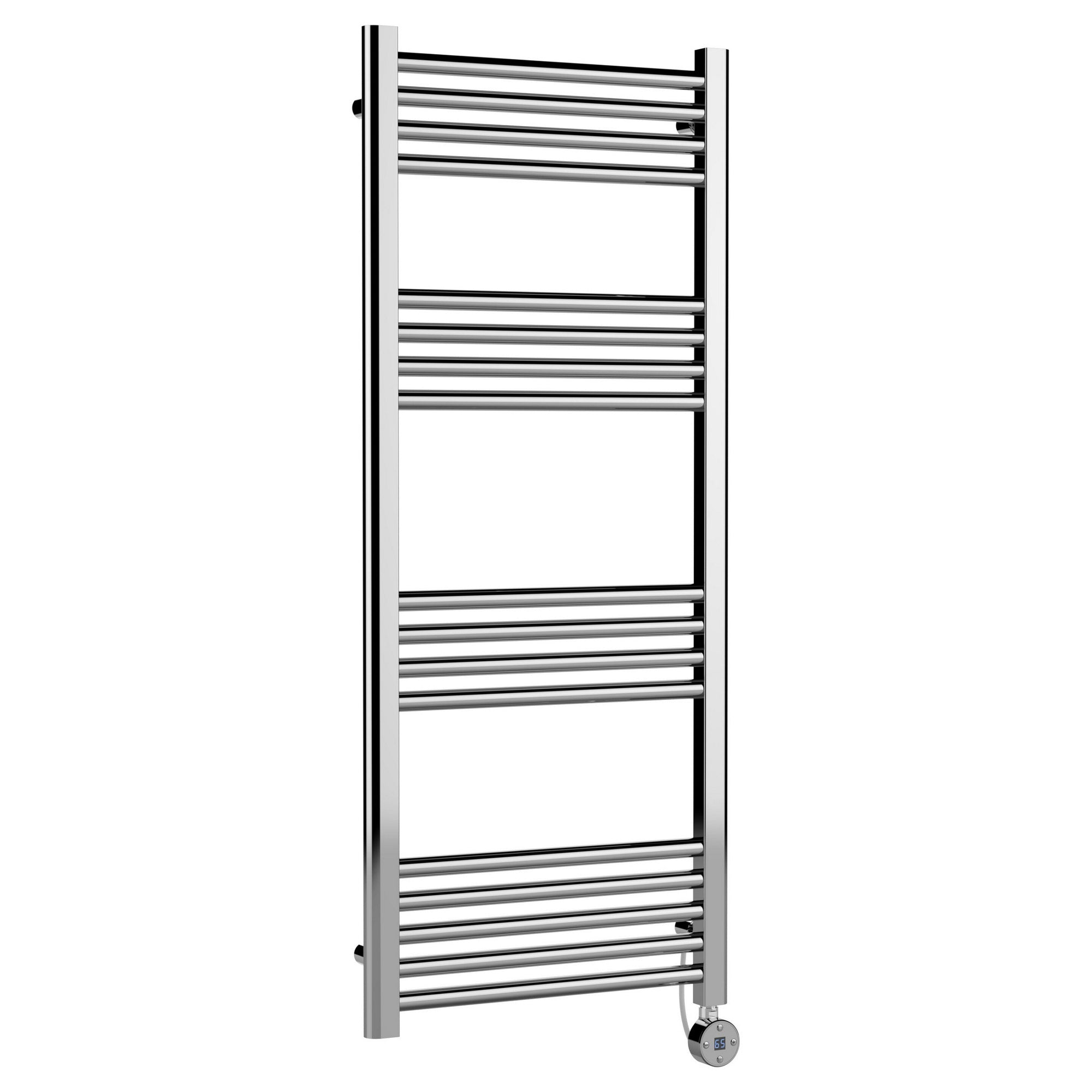 Electric Round Tube Towel Rail 17 Bars 1200mm X 500mm Chrome 1406 BTU 450 Centres