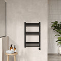 Electric Round Towel Rail 800x500 Matt Black 1228 BTU 450 Centres