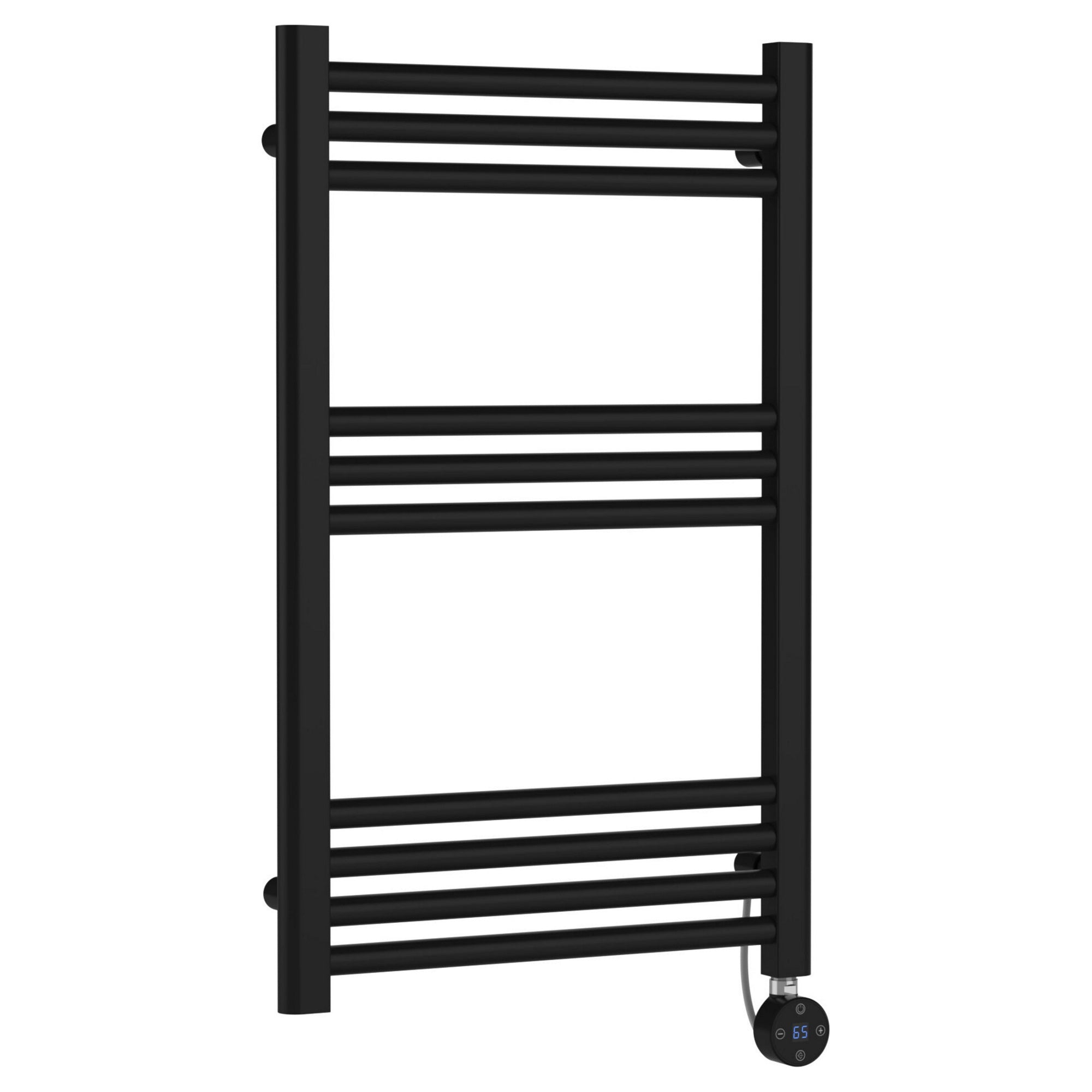Electric Round Towel Rail 800x500 Matt Black 1228 BTU 450 Centres