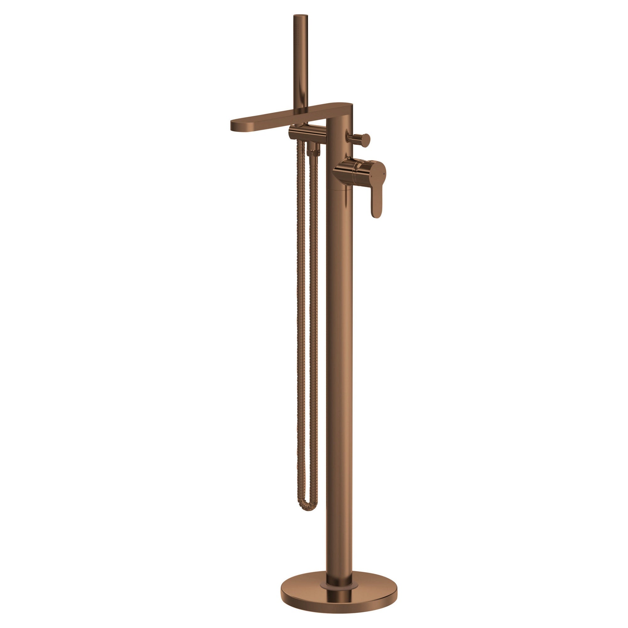 Veraison Freestanding Bath Shower Mixer With Kit Brushed Bronze Contemporary 1 Hole