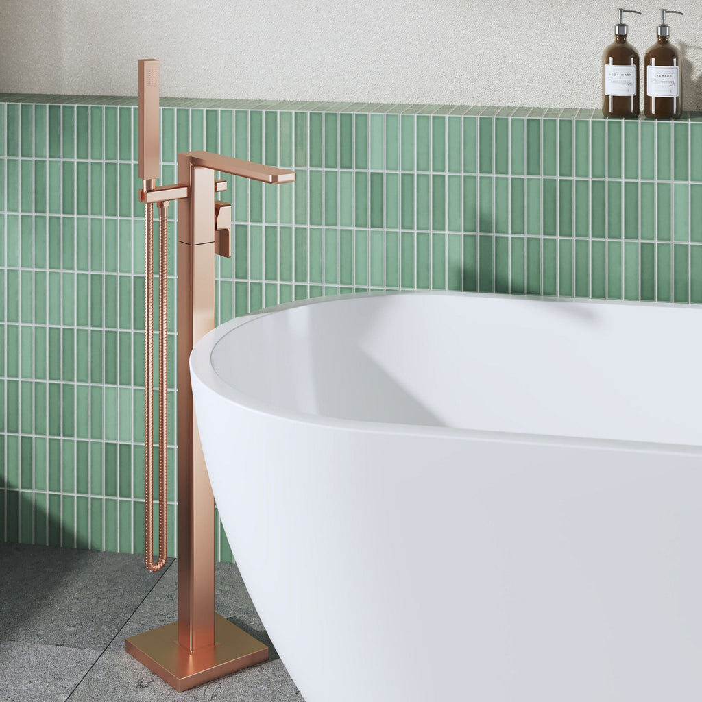 Elowen Contemporary Brushed Bronze Freestanding Bath Shower Mixer Lever