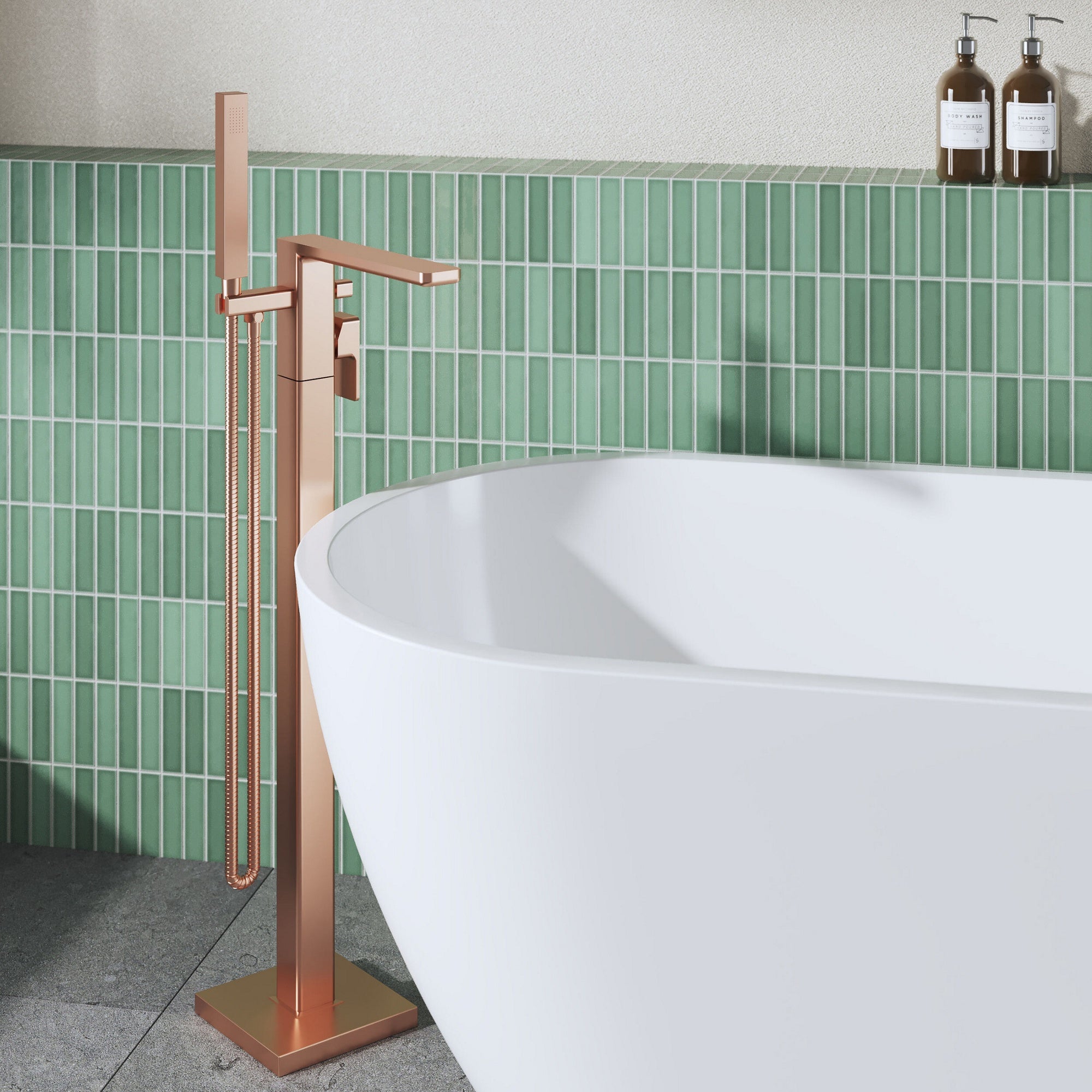 Elowen Contemporary Brushed Bronze Freestanding Bath Shower Mixer Lever