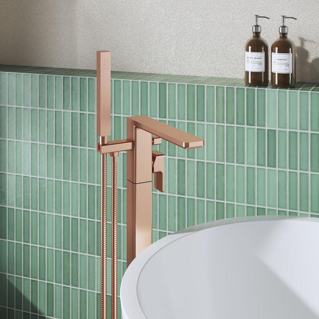 Elowen Contemporary Brushed Bronze Freestanding Bath Shower Mixer Lever