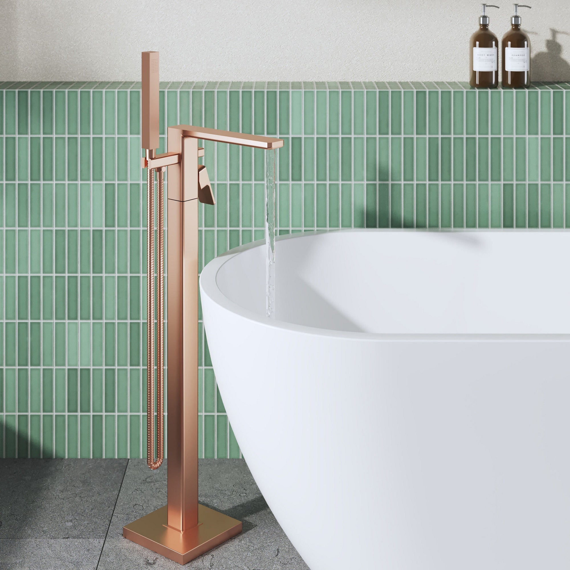 Elowen Contemporary Brushed Bronze Freestanding Bath Shower Mixer Lever