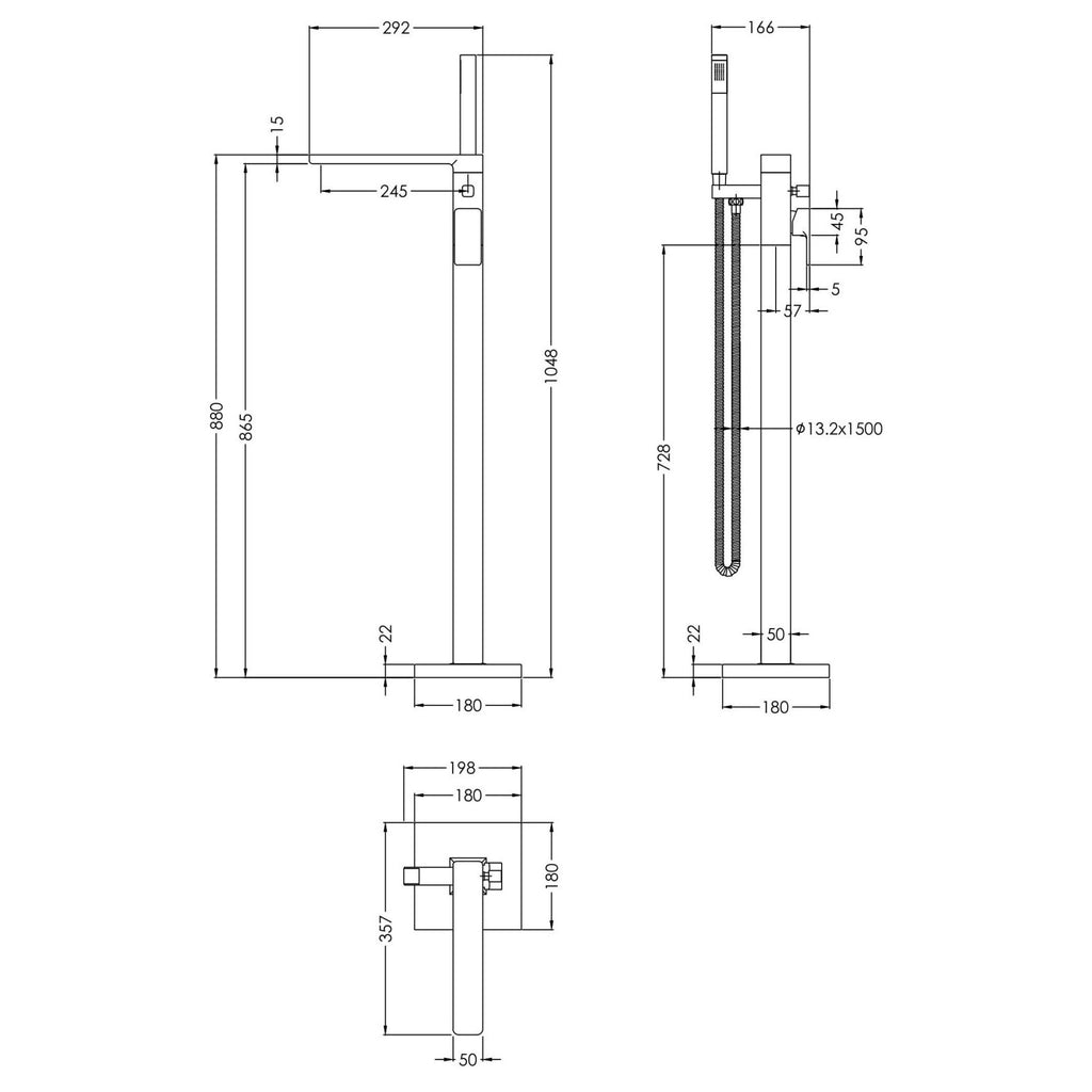 Elowen Contemporary Brushed Bronze Freestanding Bath Shower Mixer Lever